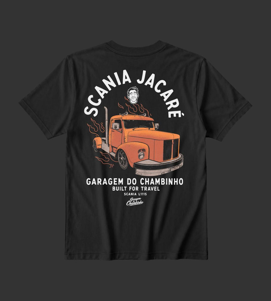 Camiseta Garagem do Chambinho - Scania Jacaré - Preta